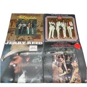 Lot Of 4 Vinyl Records Jerry Reed, The Statler Brothers X2 Assorted Vintage Lot
